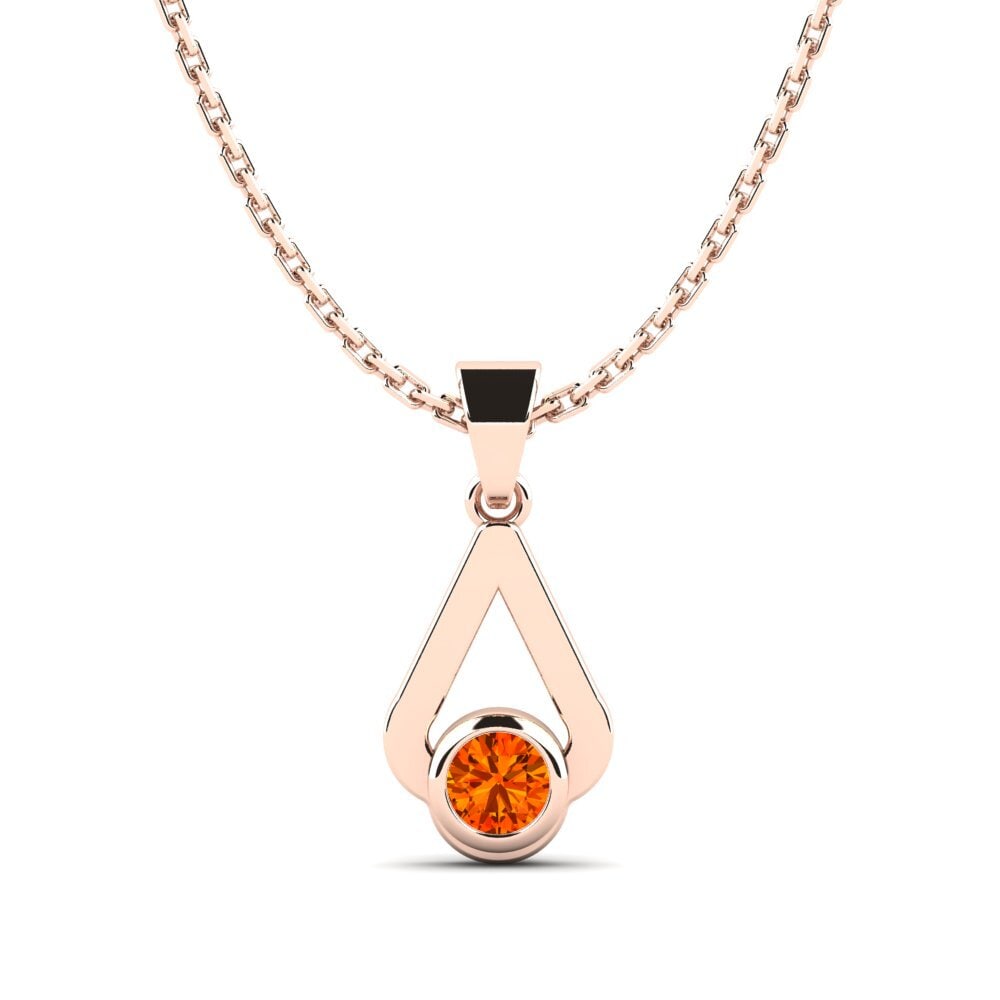 14k Oro Rosa Zafiro Naranja Colgante de Mujer Tingly