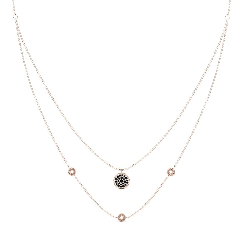 9ct Rose Gold Black Diamond Women's Necklace Tinker