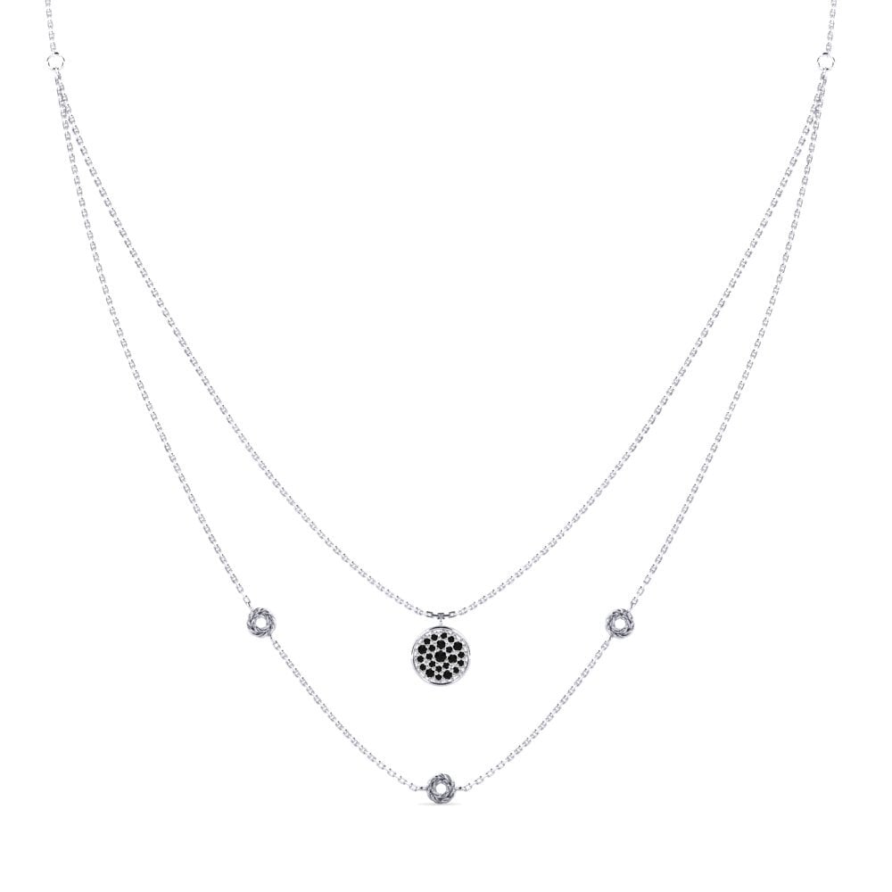 White Silver Black Diamond Women's Necklace Tinker