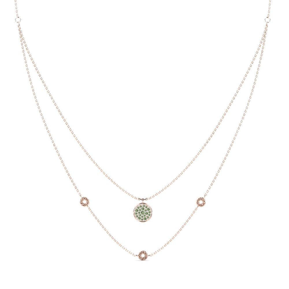 18ct Rose Gold Green Diamond Women's Necklace Tinker