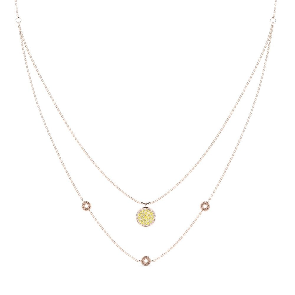 9ct Rose Gold Yellow Sapphire Women's Necklace Tinker