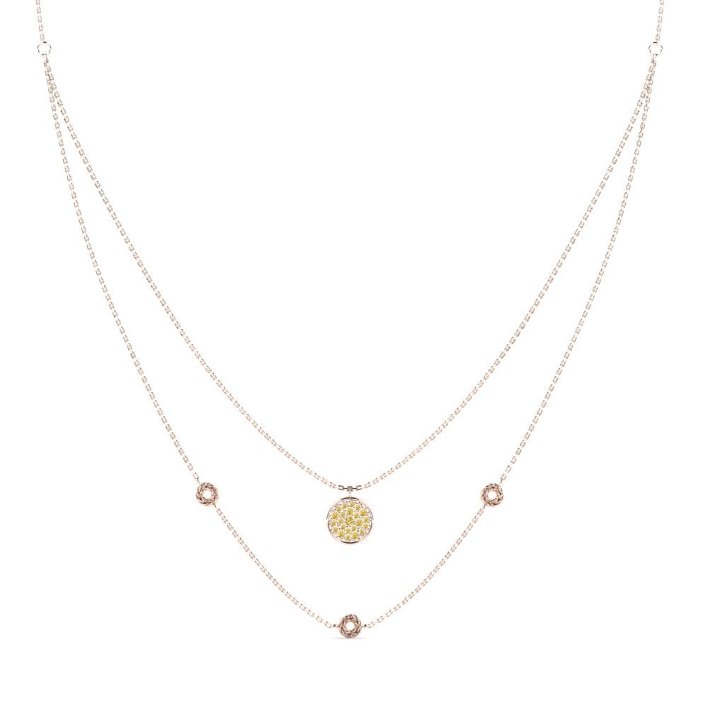 9ct Rose Gold Yellow Diamond Women's Necklace Tinker