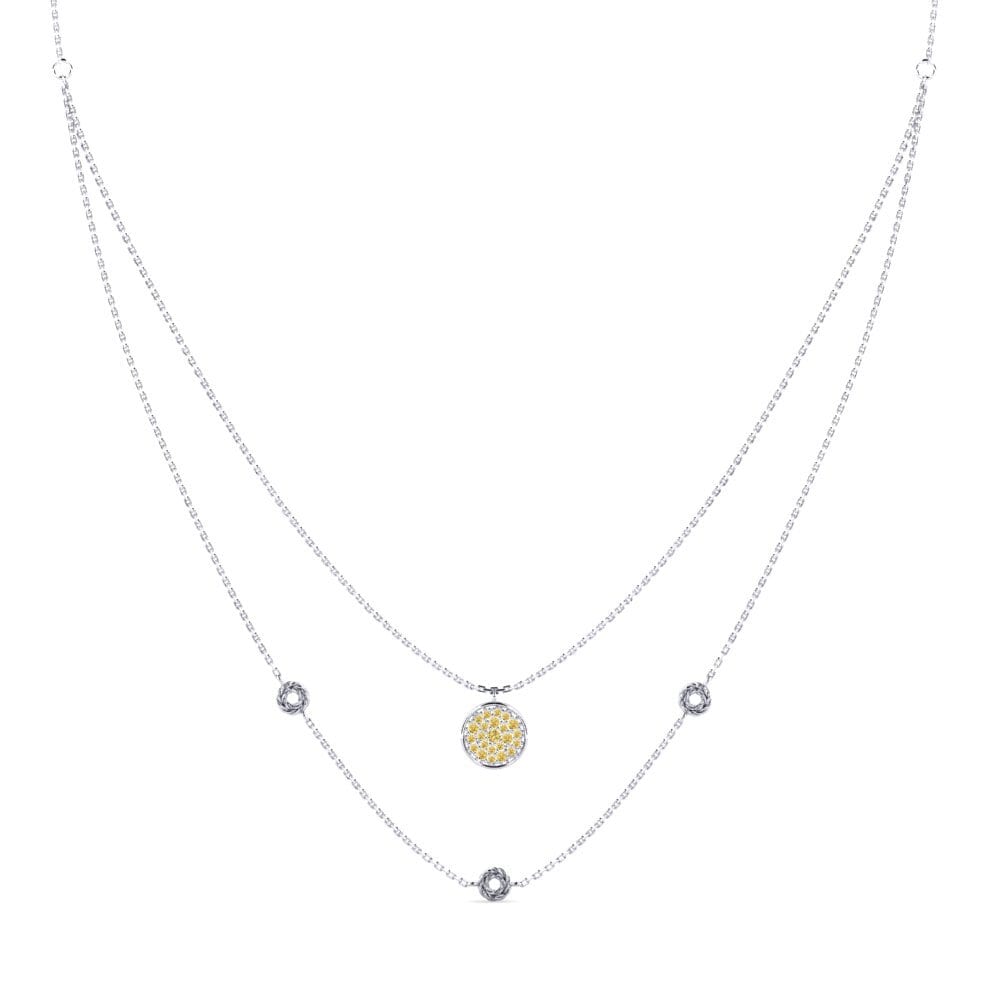 9ct White Gold Yellow Diamond Women's Necklace Tinker