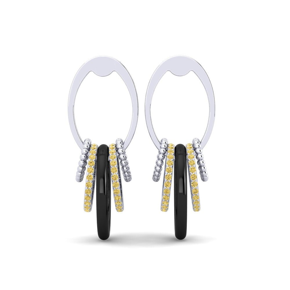 14ct White Gold Yellow Diamond Women's Earring Tinnin