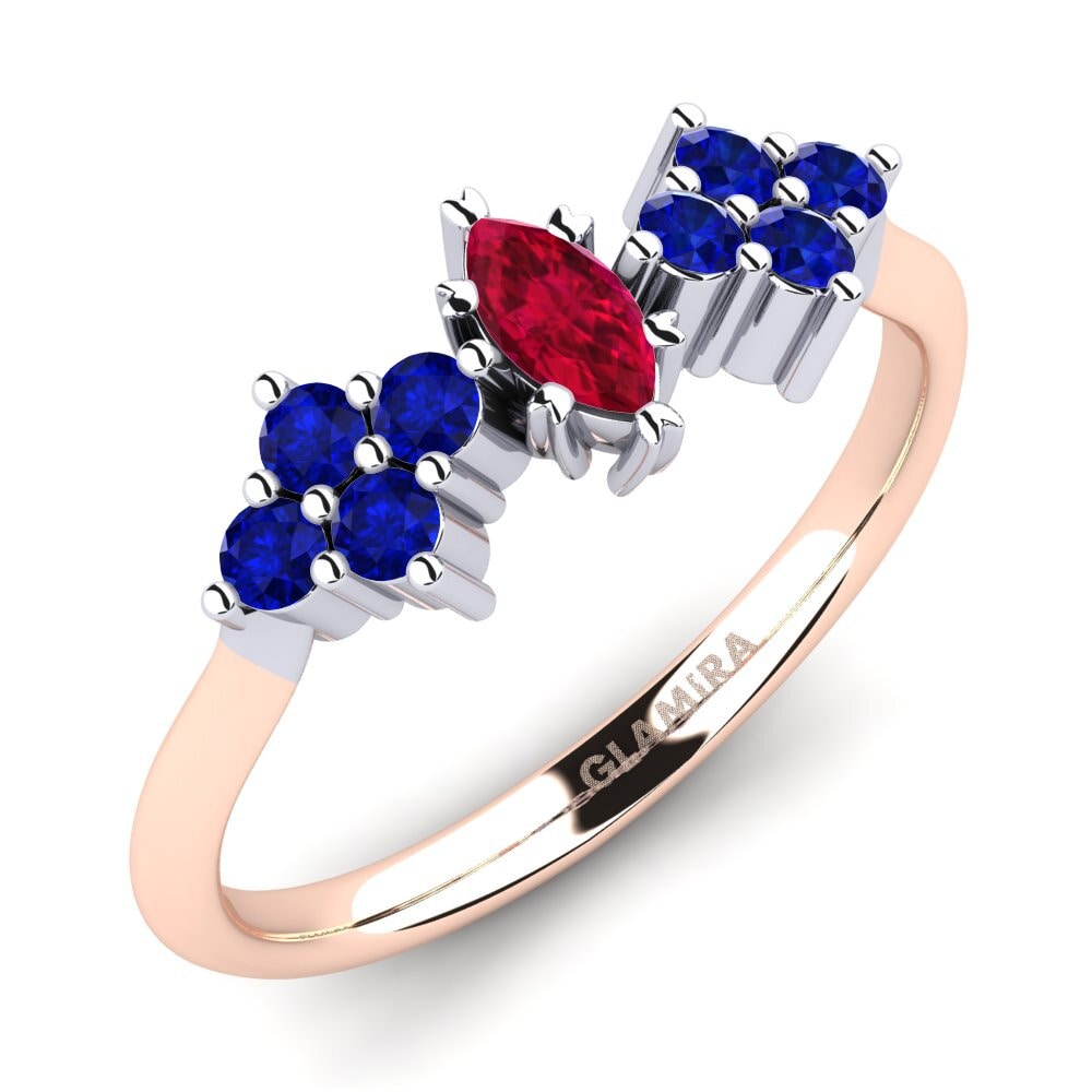 14K Rood & Wit Goud Robijn Verlovingsring Tinos