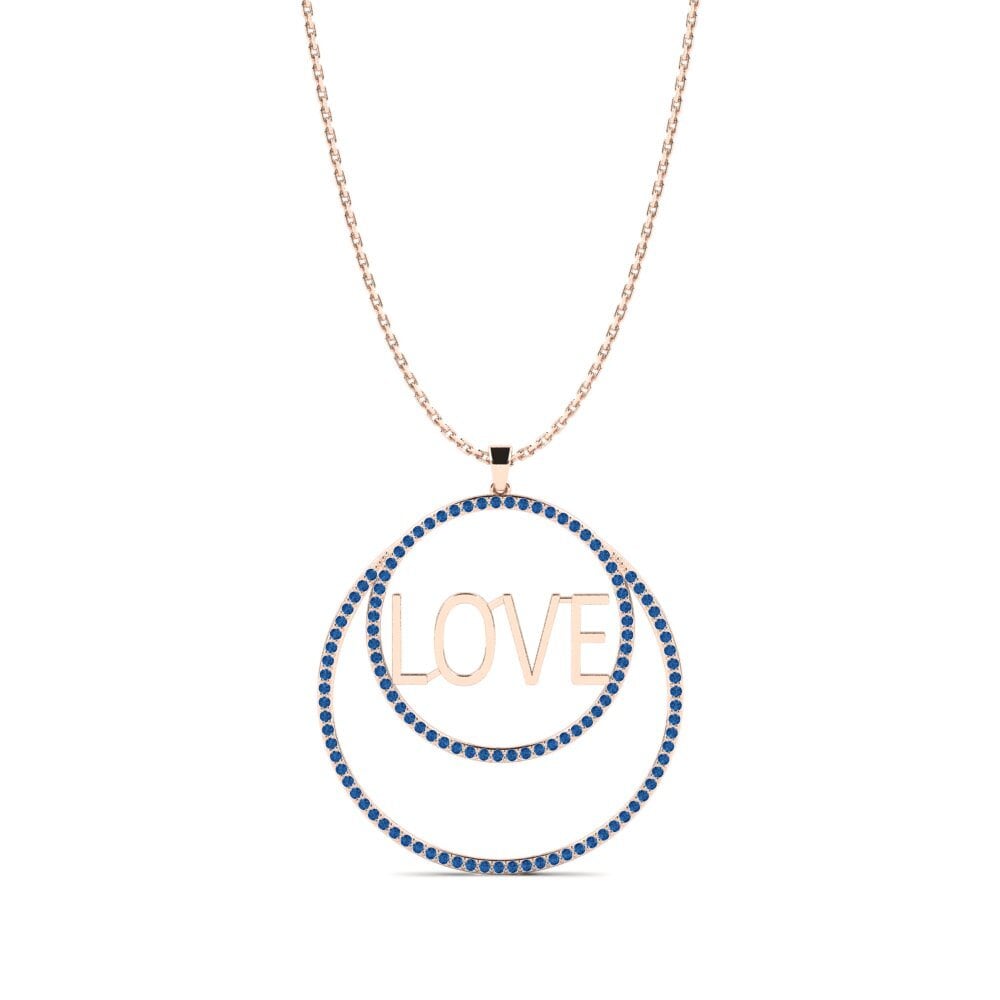 Rotgold 585 Dunkelblauer Zirkonia Damen anhänger Tippett