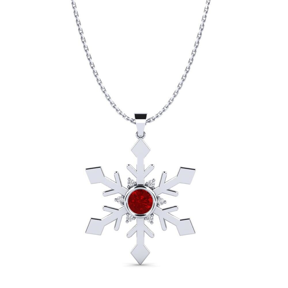 Pendentifs avec colliers Rubis (créé en laboratoire) Snowflake