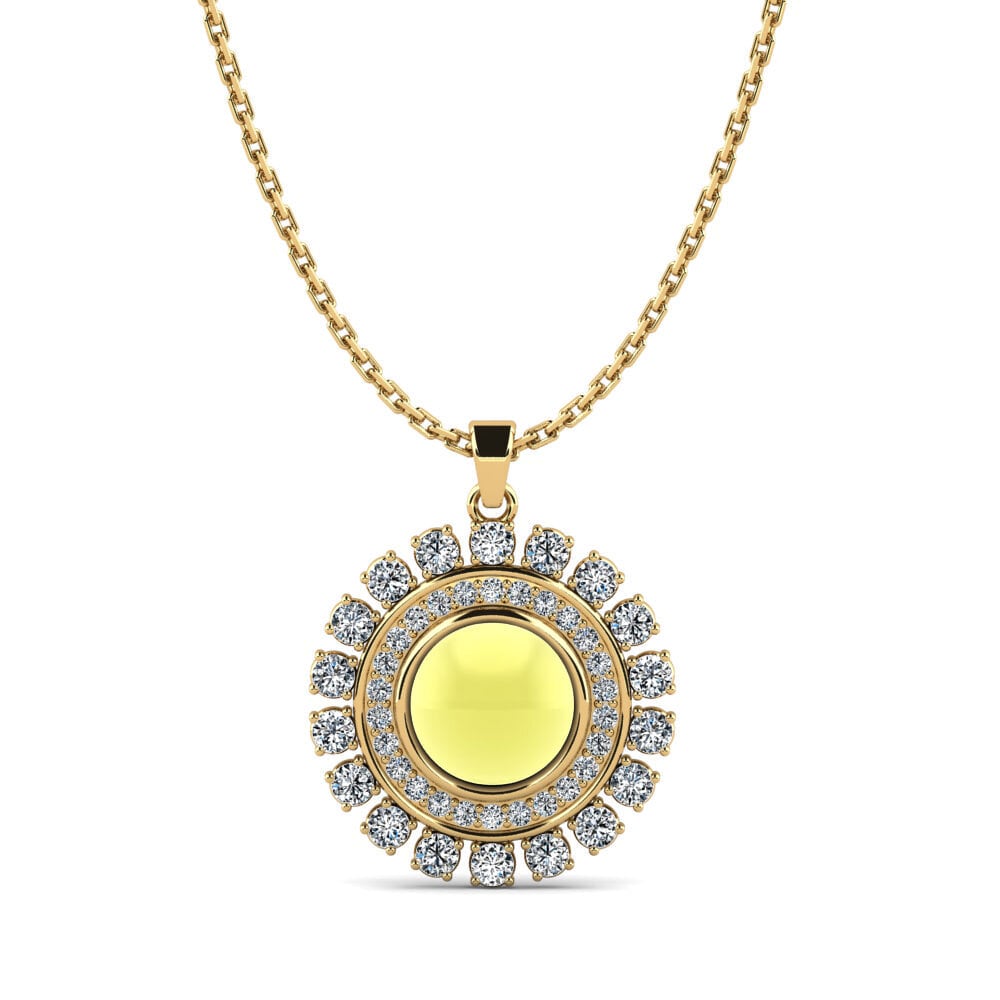 9k Oro Amarillo Topacio Limón Cabujón Colgante de Mujer Tirtza