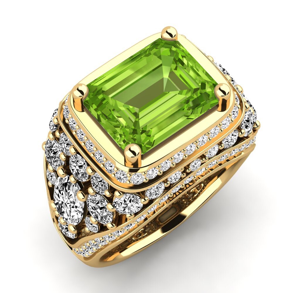 9k Oro Amarillo Peridoto Anillo de compromiso Tisondria