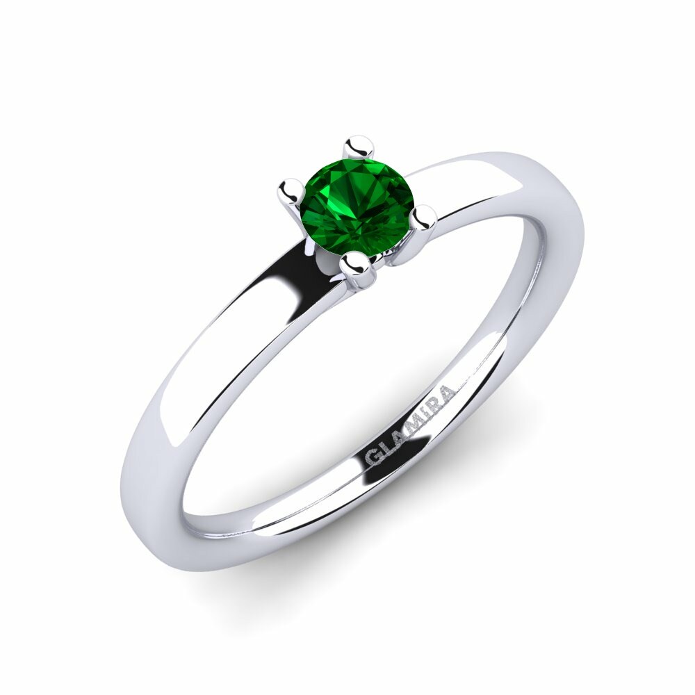圓形 Classic Solitaire 施華洛世奇綠水晶 訂婚戒指 Titina