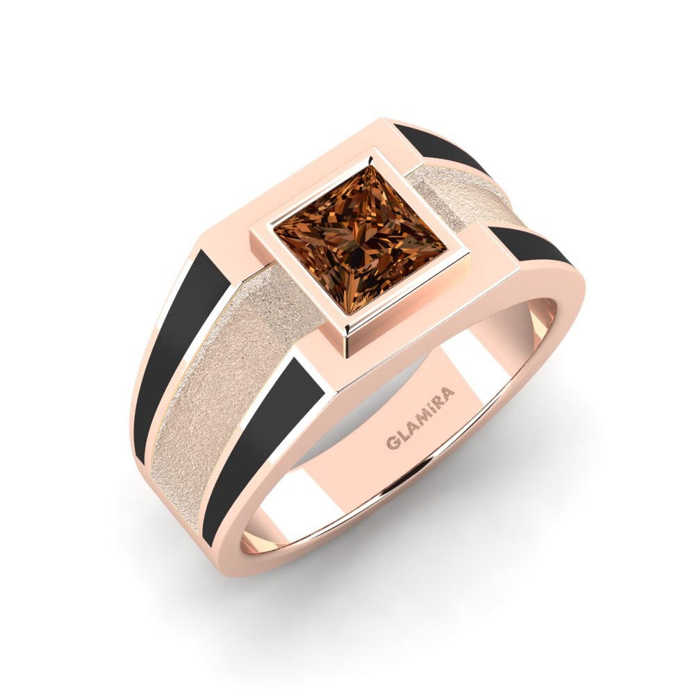 Oro Rosso 750 Diamante Marrone Anello da uomo Titus