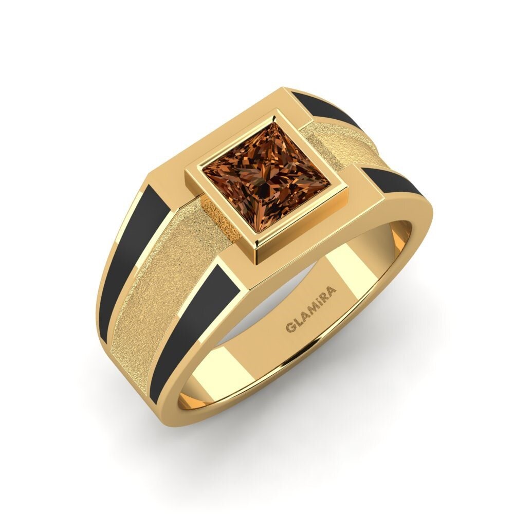 Oro Giallo 750 Diamante Marrone Anello da uomo Titus