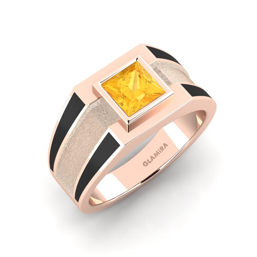 Oro Rosso 585 Citrino Anello da uomo Titus