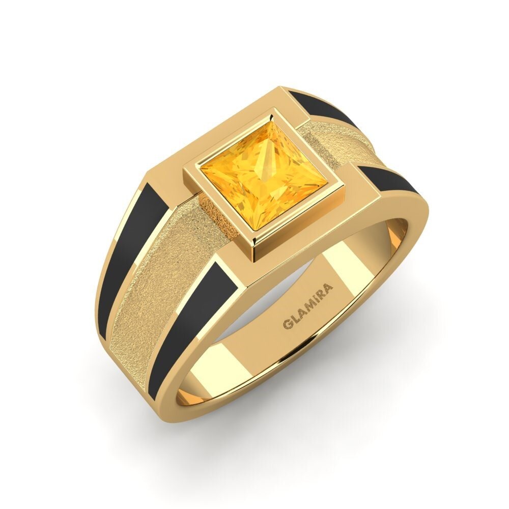 Oro Giallo 585 Citrino Anello da uomo Titus