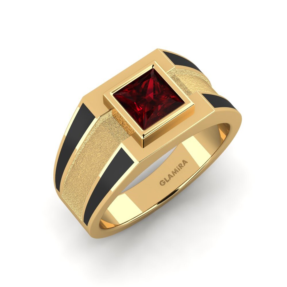 Oro Giallo 750 Granato Anello da uomo Titus