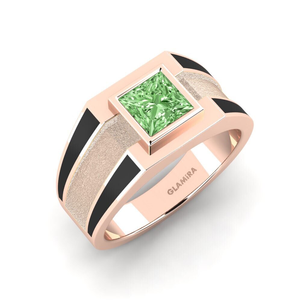 Oro Rosso 375 Diamante Verde Anello da uomo Titus