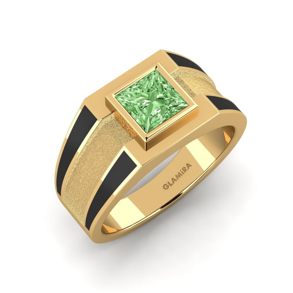 Oro Giallo 375 Diamante Verde Anello da uomo Titus