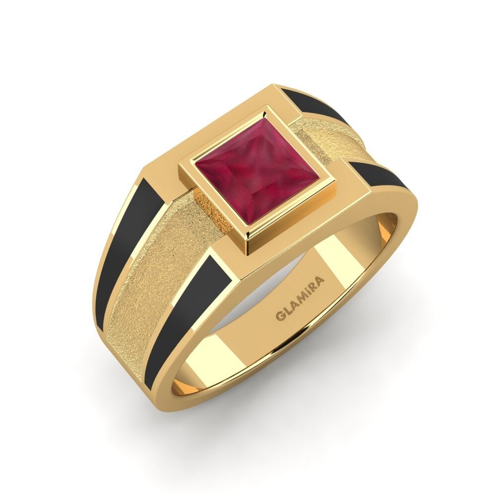 Oro Giallo 750 Rubino Anello da uomo Titus