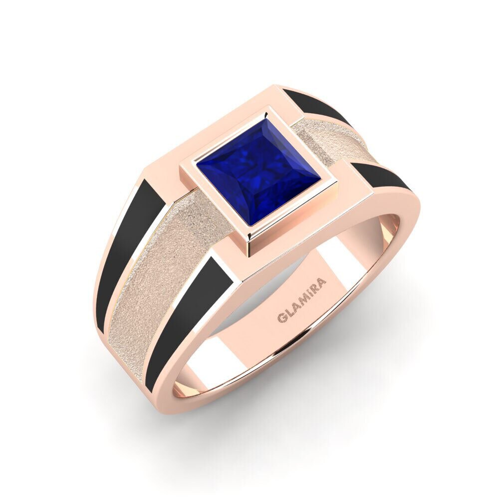 Oro Rosso 585 Zaffiro Anello da uomo Titus