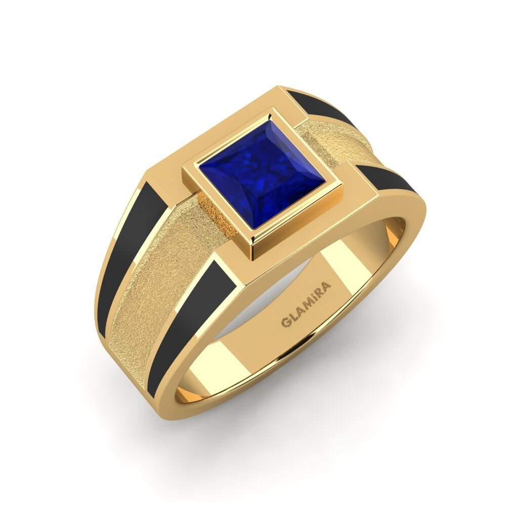14ct Yellow Gold Sapphire Men's Ring Titus