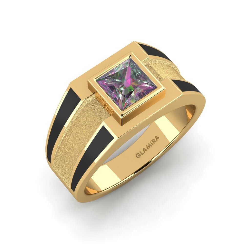 Oro Giallo 750 Topazio Mistico Anello da uomo Titus