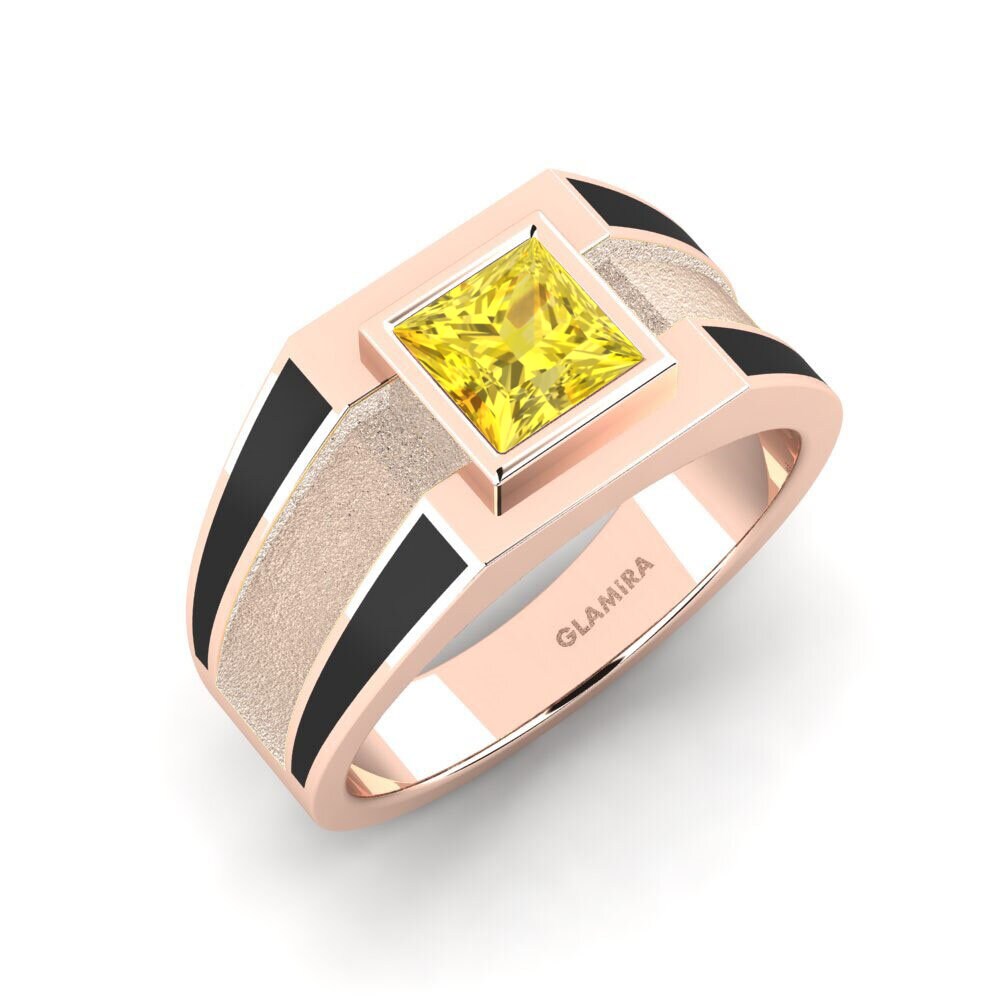 14k Rose Gold Yellow Sapphire Men's Ring Titus