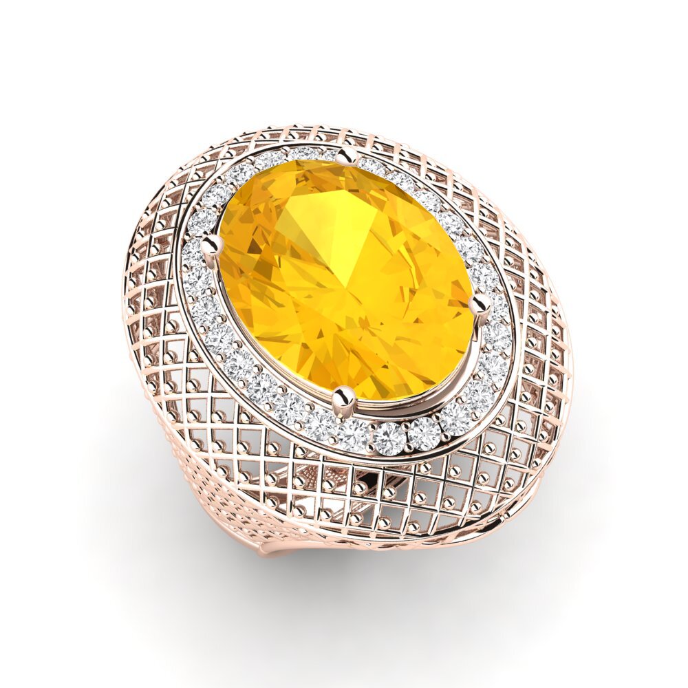9k Rose Gold Citrine Ring Tiw