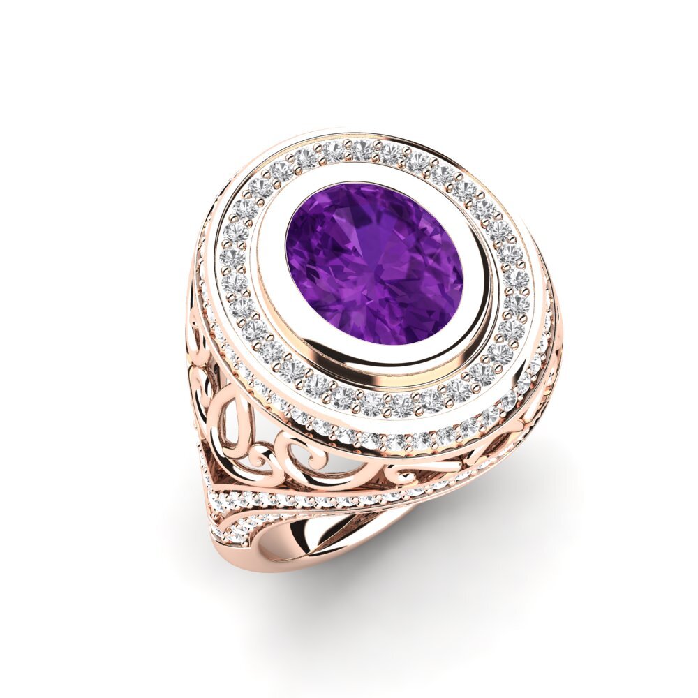 14k Rose Gold Amethyst Engagement Ring Tiyelle