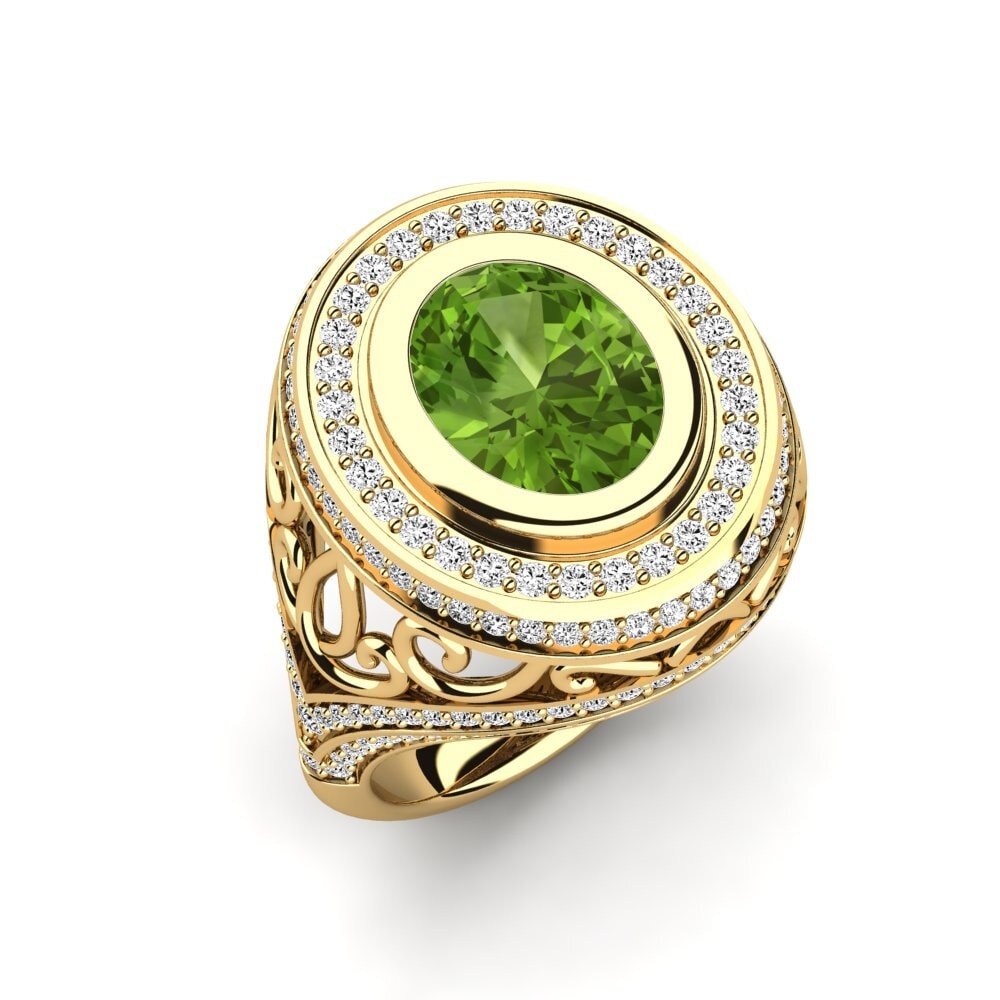 9k Oro Amarillo Peridoto Anillo de compromiso Tiyelle
