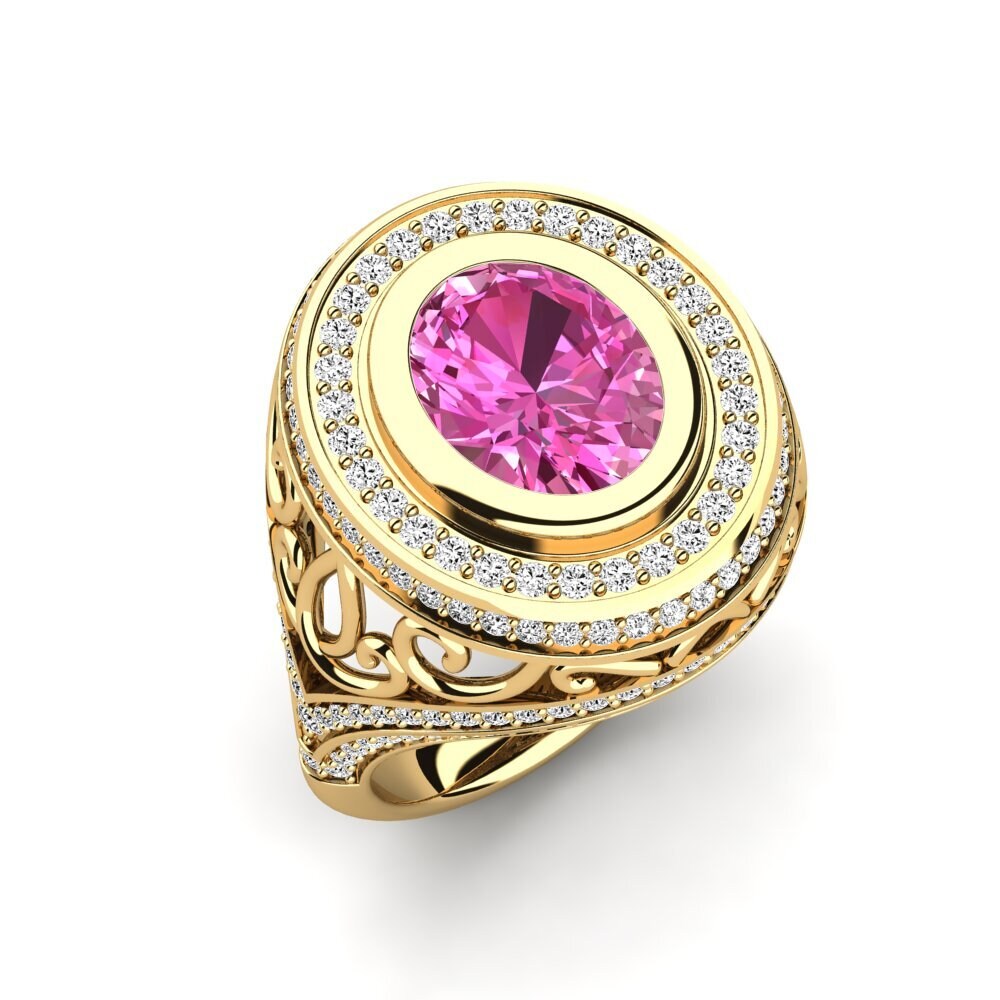 9k Oro Amarillo Topacio Rosa Anillo de compromiso Tiyelle