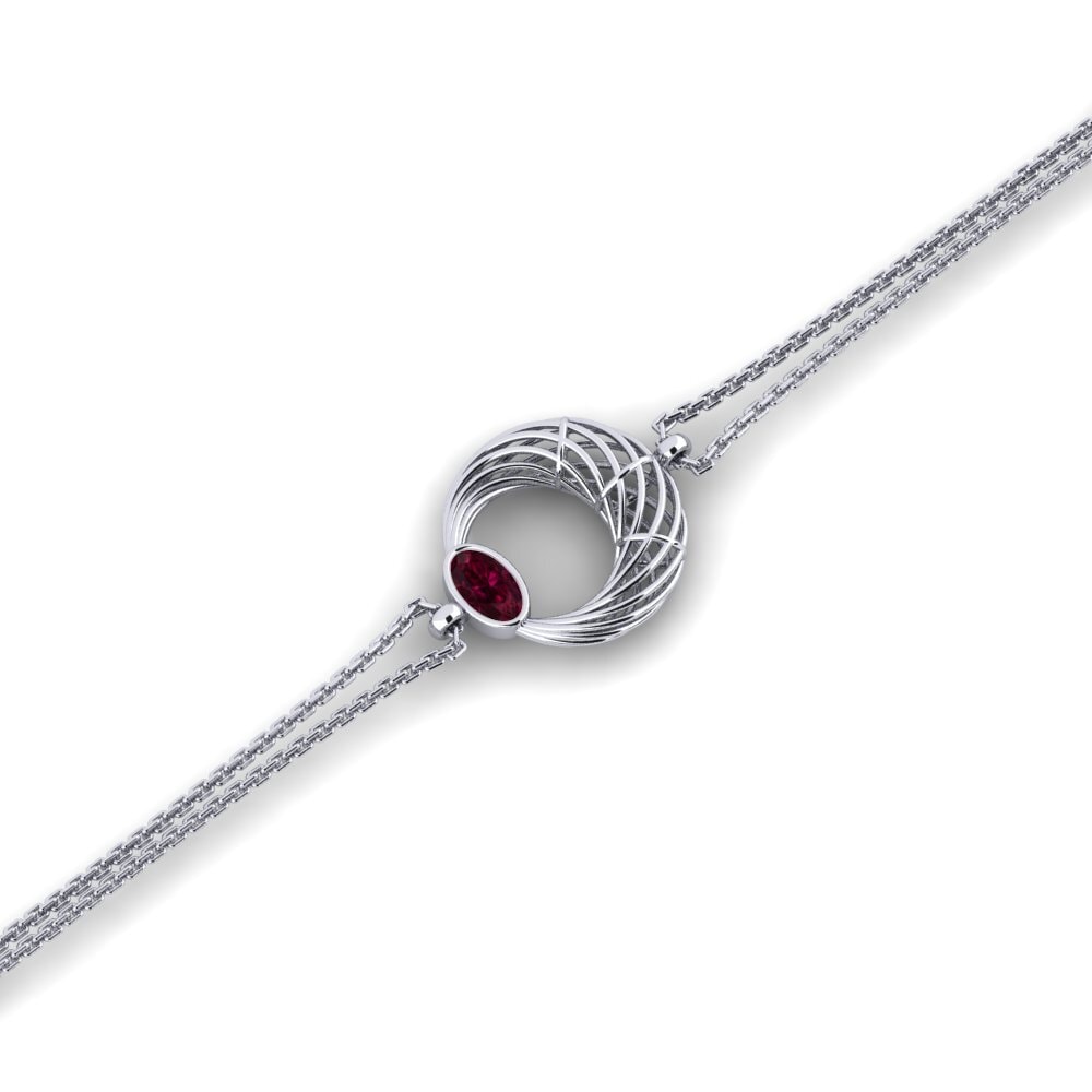 Ovalado Granate Rodolita Pulsera Tniopruop