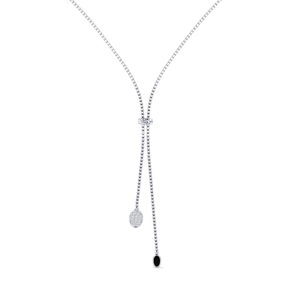 White Silver Black Diamond Women's Necklace Tnumper