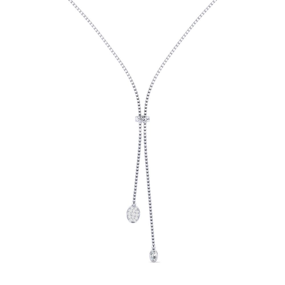 9ct White Gold Zirconia Women's Necklace Tnumper