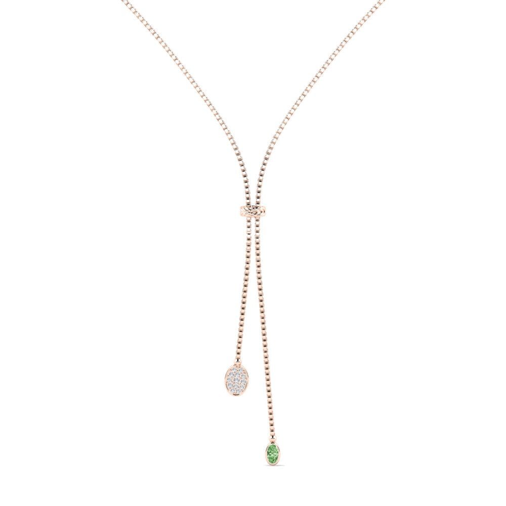 18ct Rose Gold Green Diamond Women's Necklace Tnumper