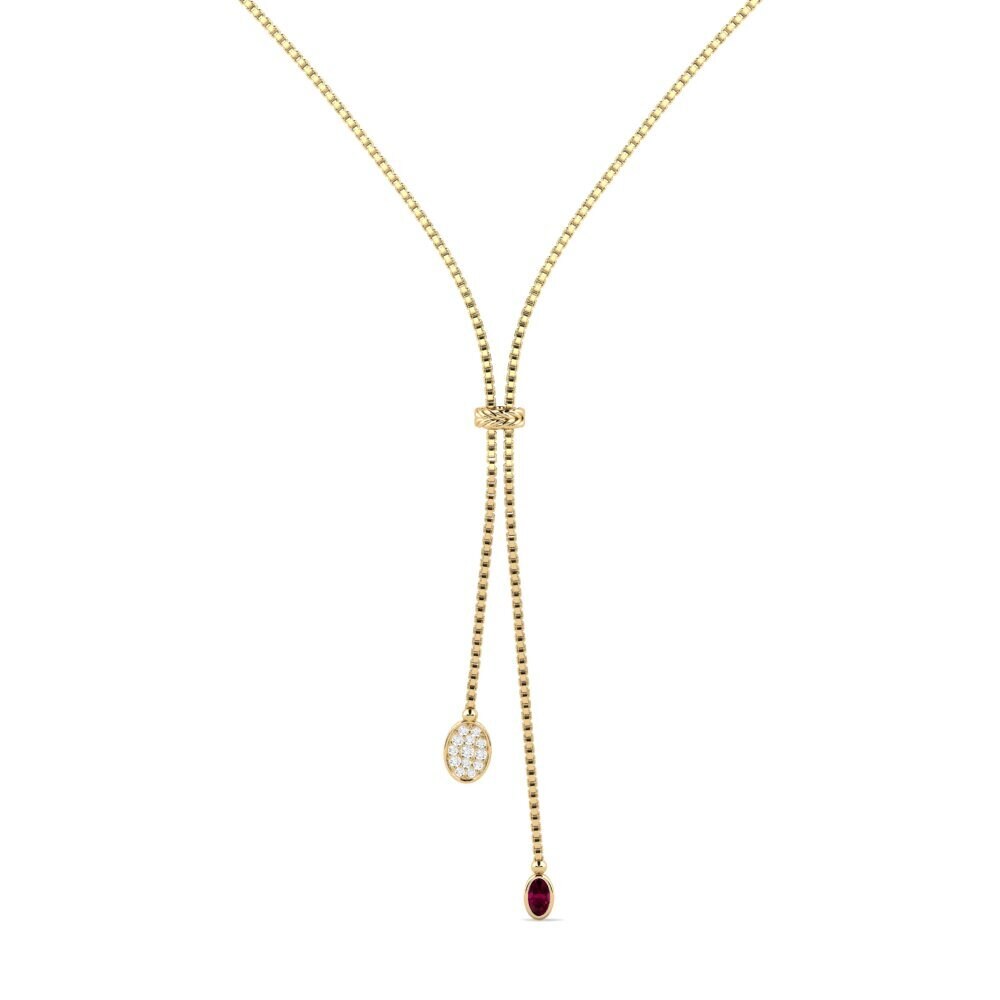 18ct Yellow Gold Rhodolite Garnet Women's Necklace Tnumper