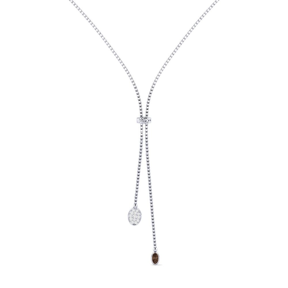 White Silver Smoky Quartz Women's Necklace Tnumper