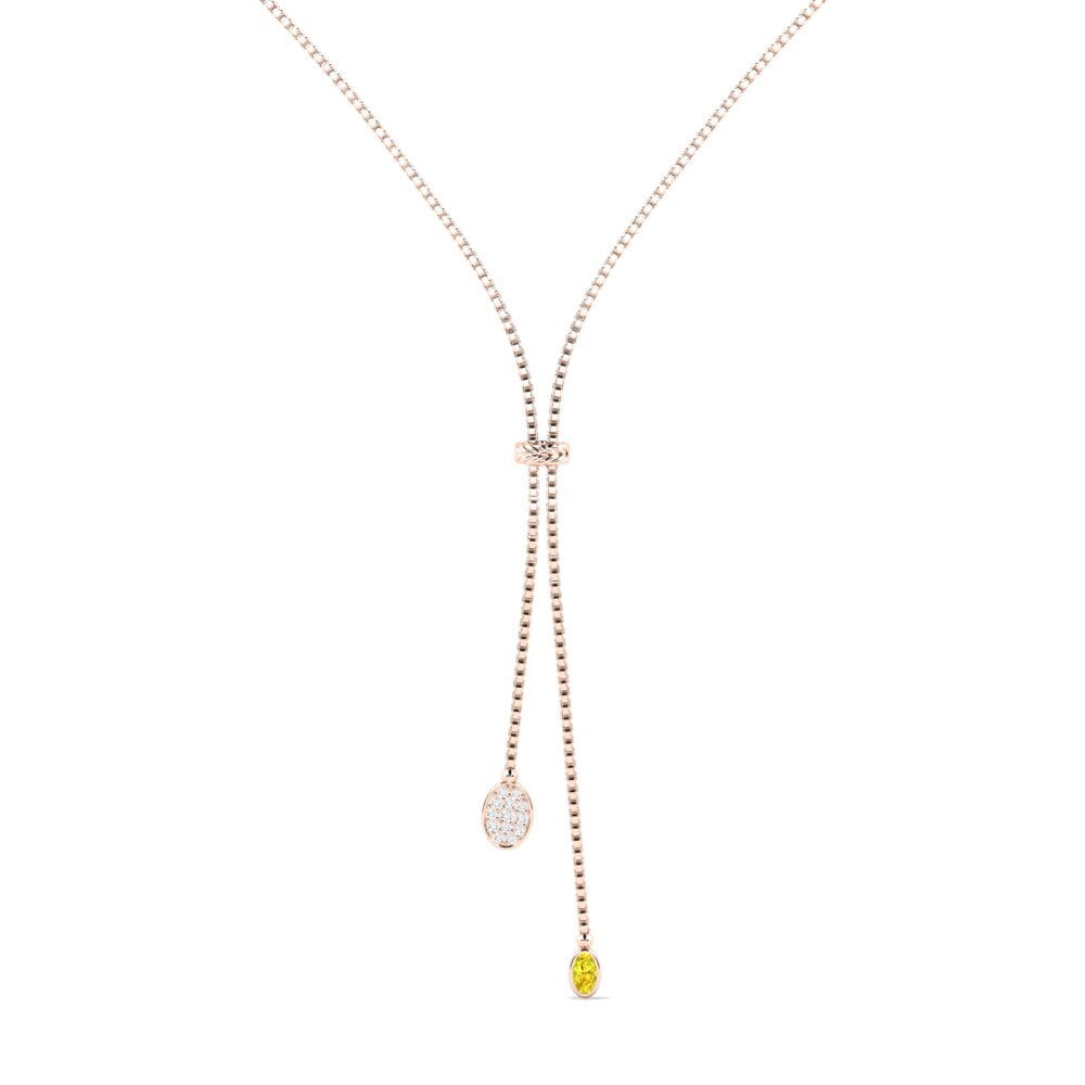9ct Rose Gold Yellow Sapphire Women's Necklace Tnumper