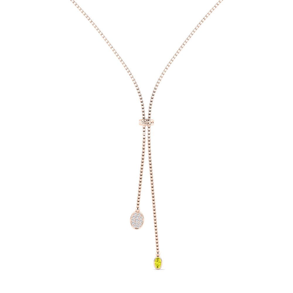 9ct Rose Gold Yellow Diamond Women's Necklace Tnumper