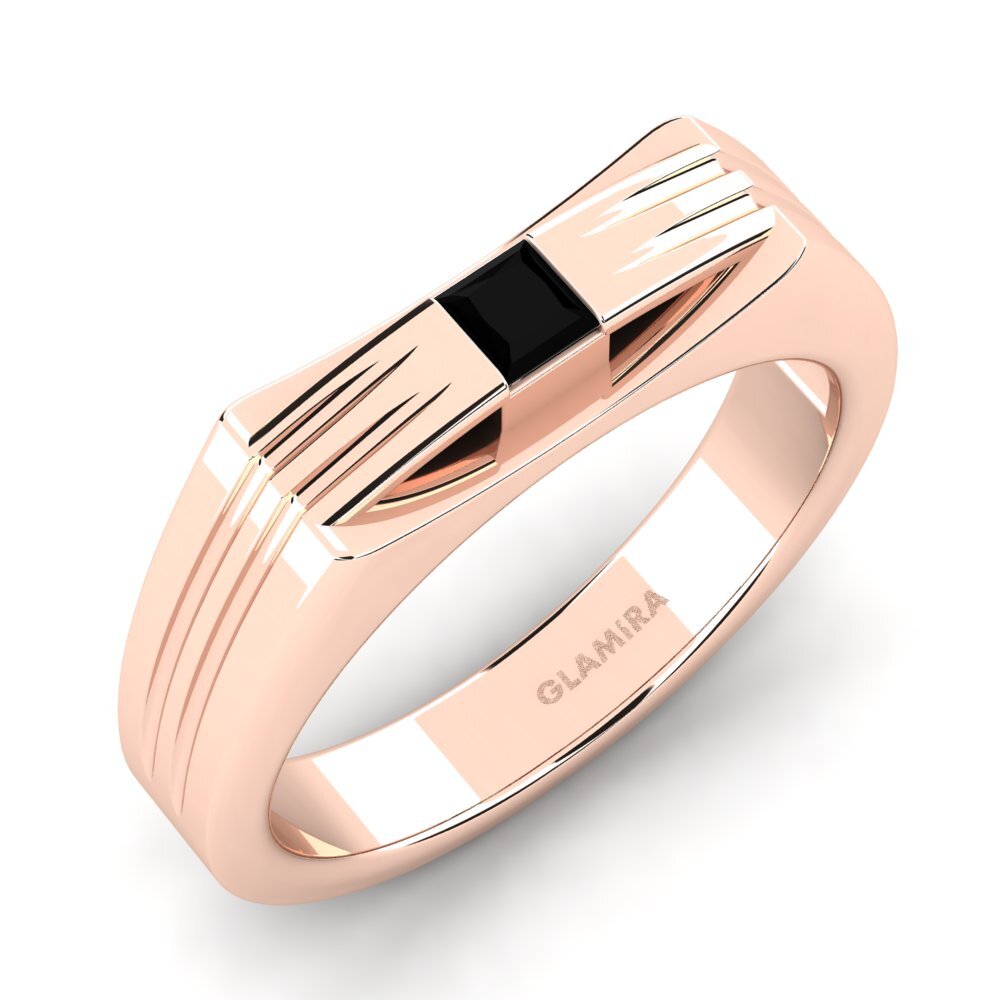 Oro Rosso 750 Zaffiro Nero Anello da uomo Tobias