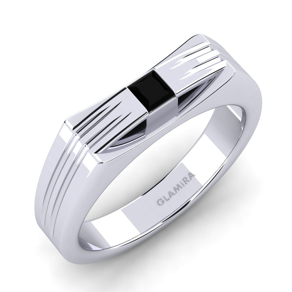 950 Platinum Black Sapphire Men's Ring Tobias