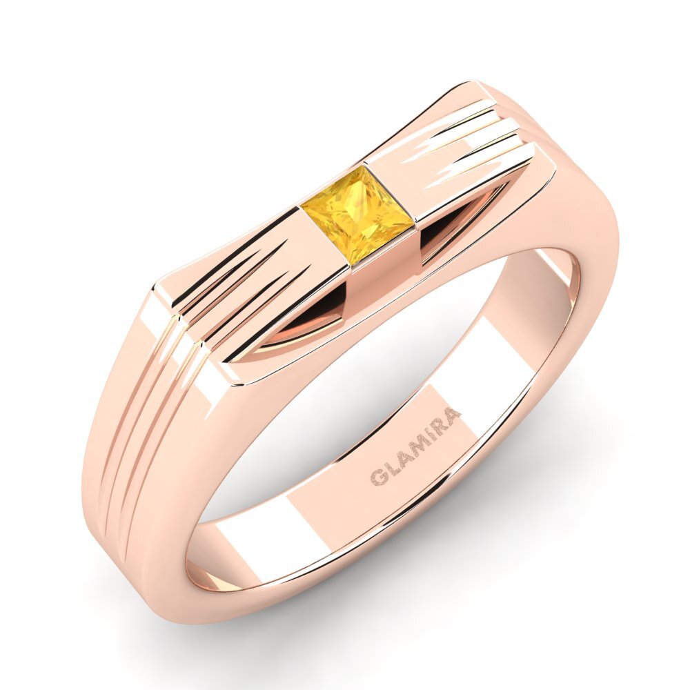 Oro Rosso 585 Citrino Anello da uomo Tobias
