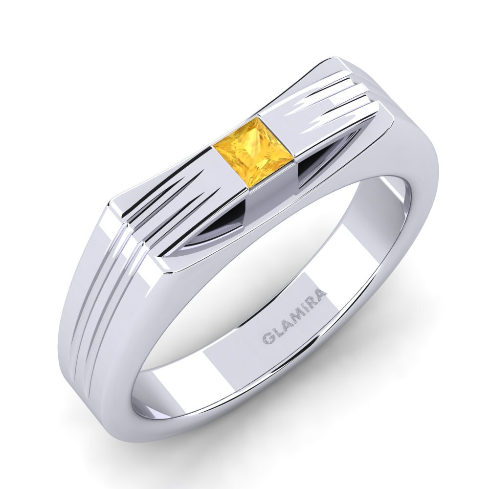 9k White Gold Citrine Men's Ring Tobias