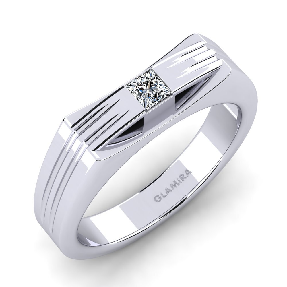 14ct White Gold Zirconia Men's Ring Tobias