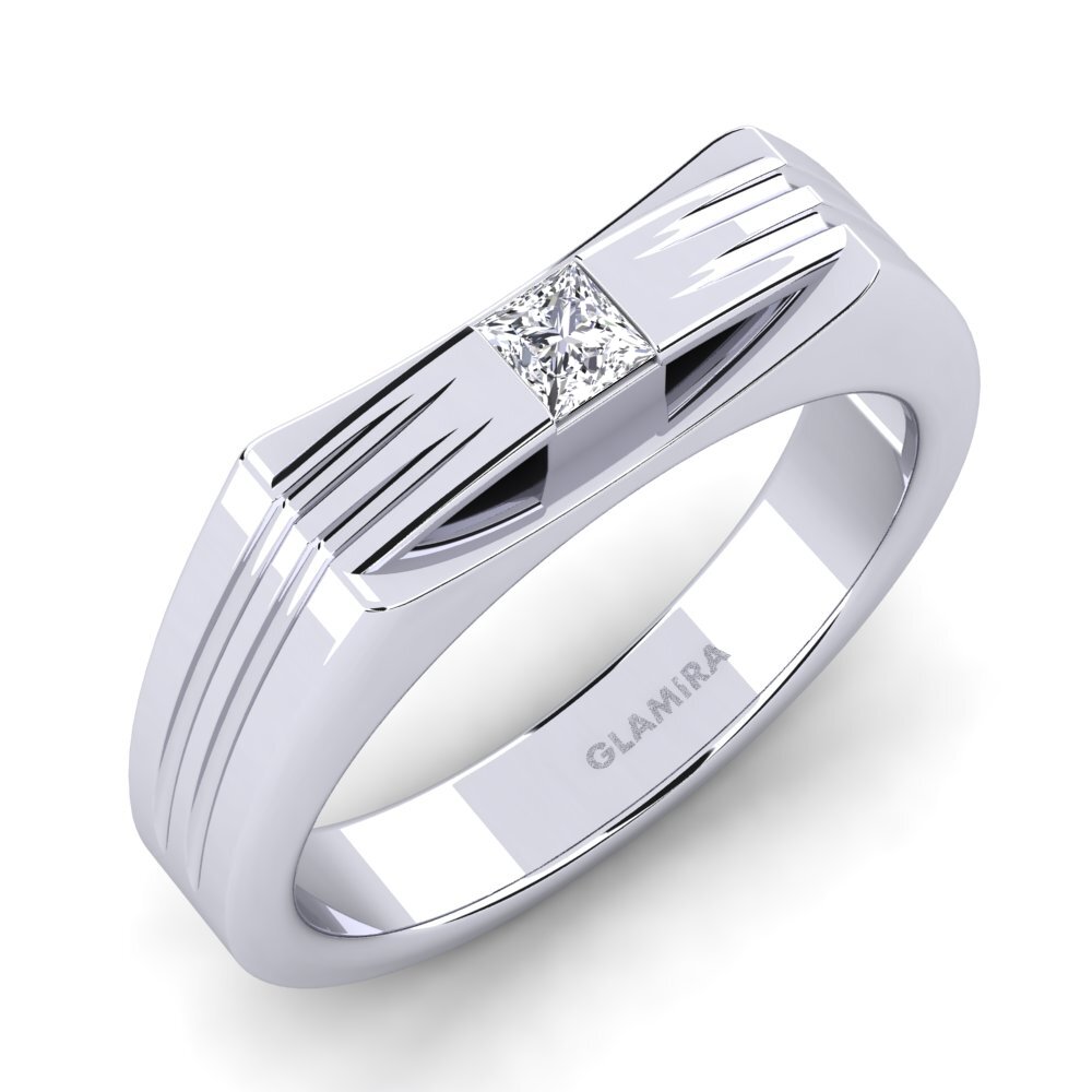9ct White Gold Moissanite Men's Ring Tobias