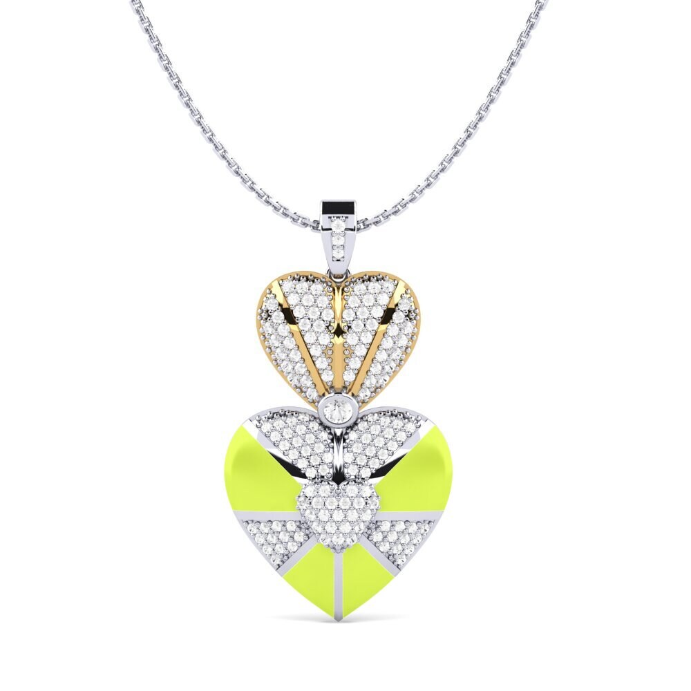 COLGANTES 14k Oro Blanco & Amarillo Corazón