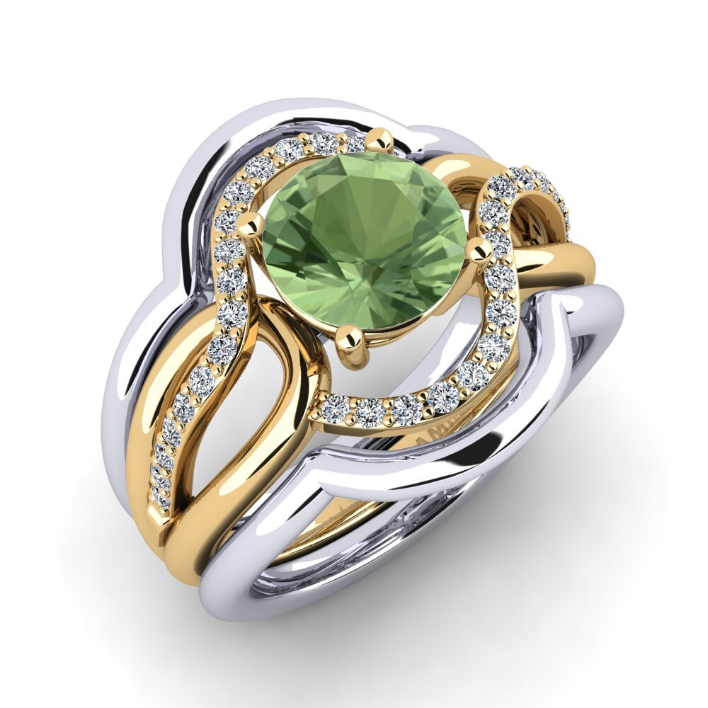 14ct White / Yellow Gold Green Sapphire Ring Tododo SET