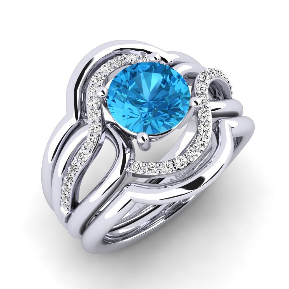 950 Platinum Blue Topaz Ring Tododo SET