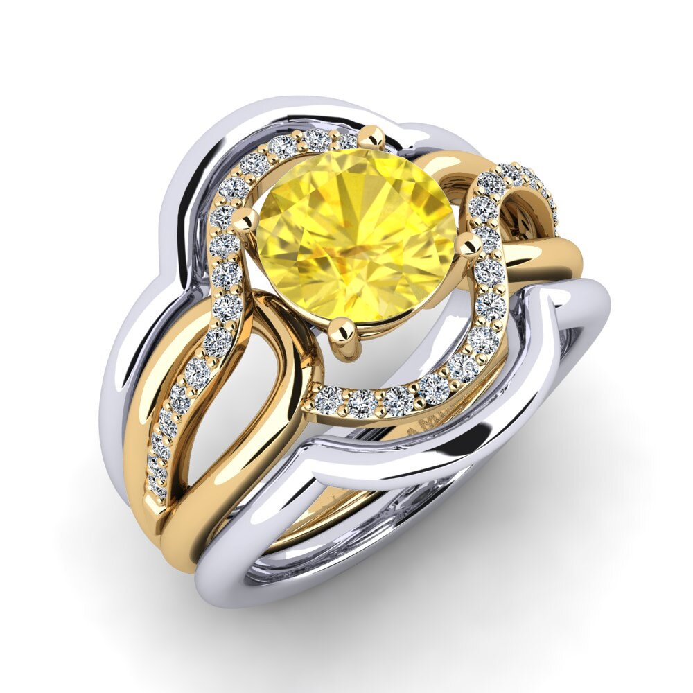 14ct White / Yellow Gold Yellow Sapphire Ring Tododo SET