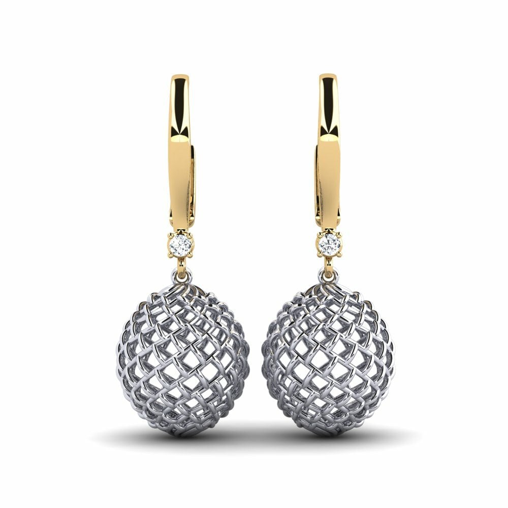 14k Oro Amarillo & Blanco Pendiente de mujer Togo