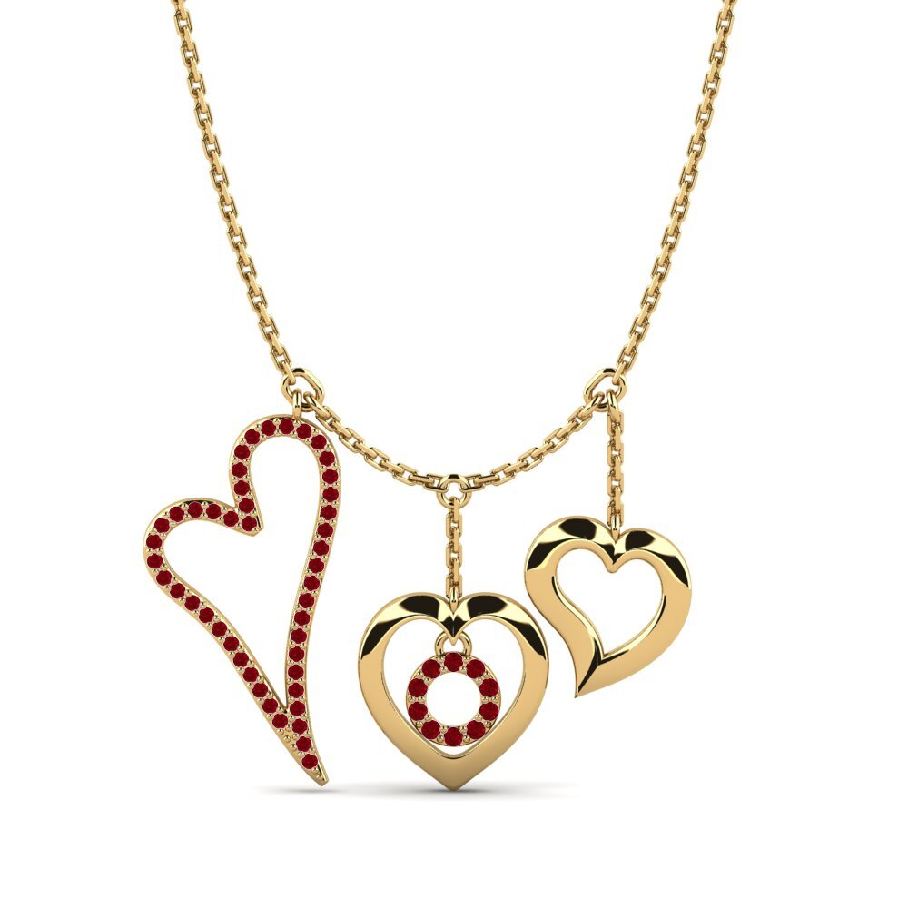 14k Yellow Gold Red Zirconia Women's Necklace Tollefson